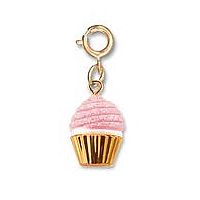 Gold Pink Cupcake Charm